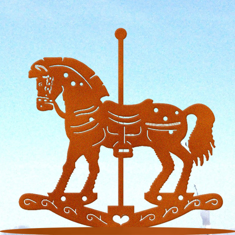 Weihnachtsdeko Schaukelpferd auf Platte kl