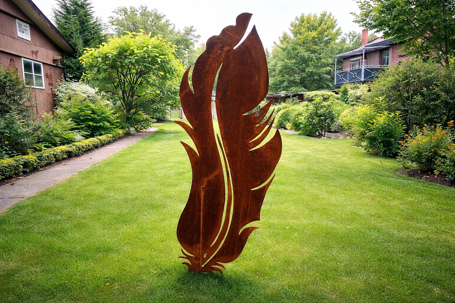 Gartendekoration Rost Feder 1