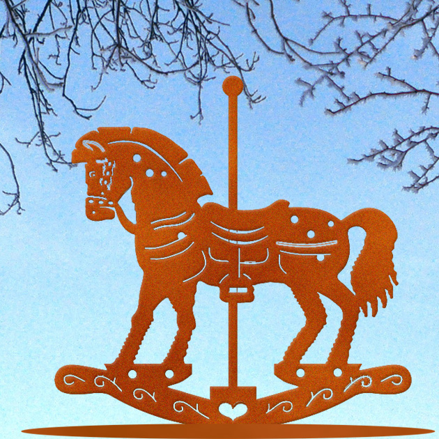 Weihnachtsdeko Schaukelpferd auf Platte gr.