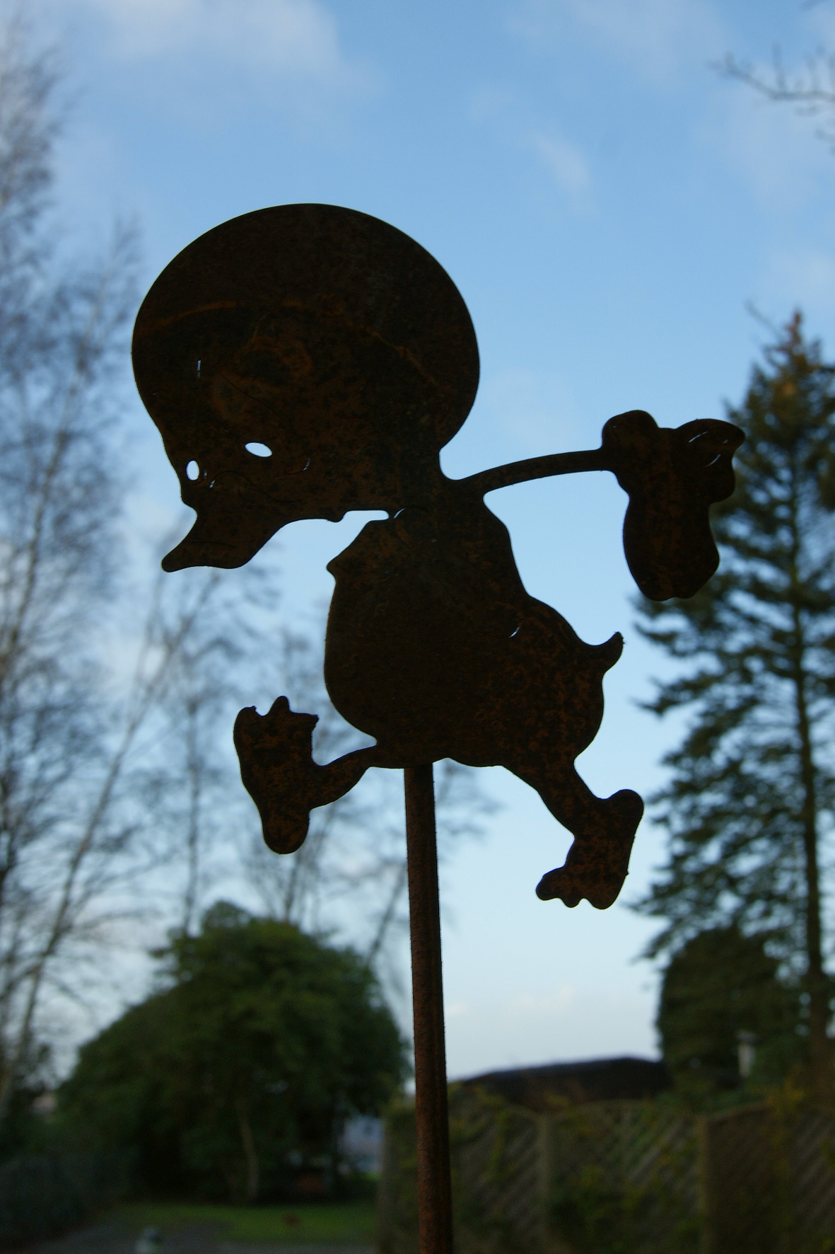 Natur-Rost Pflanzenstecker,Armes Entlein