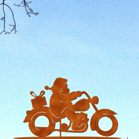 Weihnachtsmann auf Moped auf Platte kl